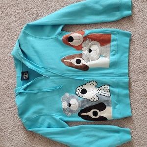 Cute blue hooded sweatshirt.